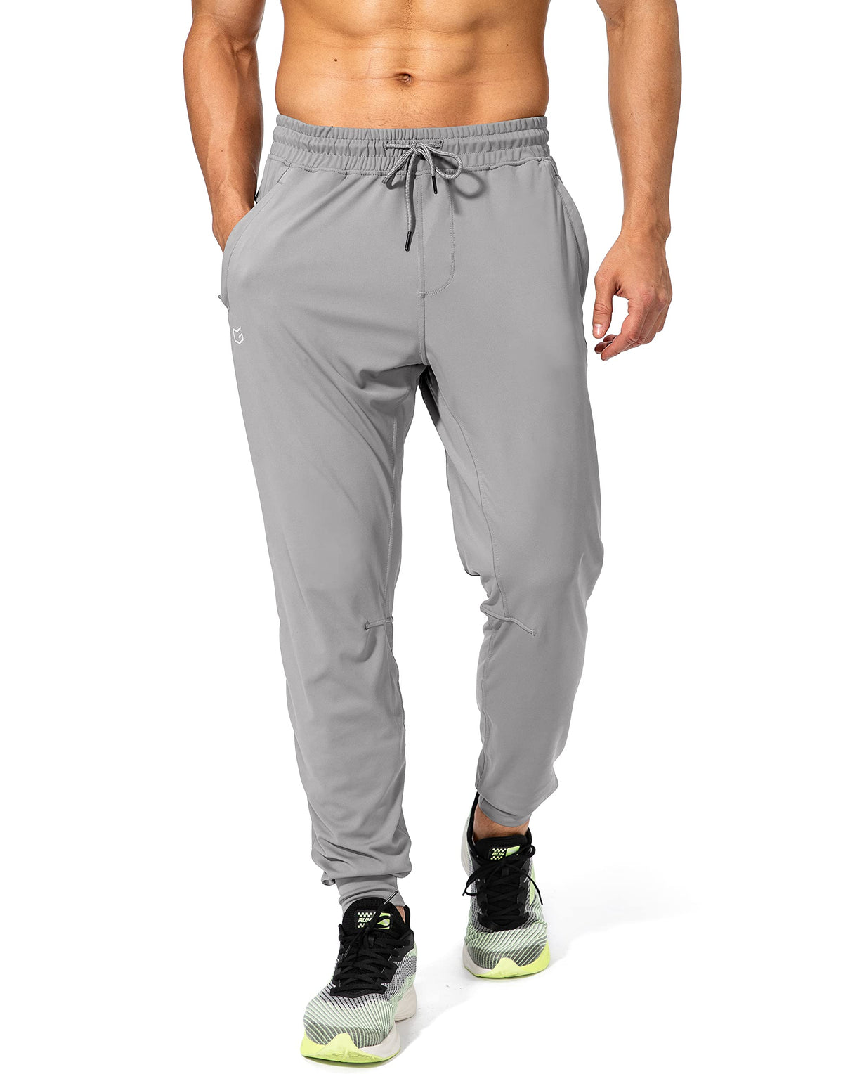 G Gradual Men's Sweatpants with Zipper Pockets Athletic Pants Traning Track Pants Joggers for Men Soccer, Running, Workout(Light Grey,XXL)