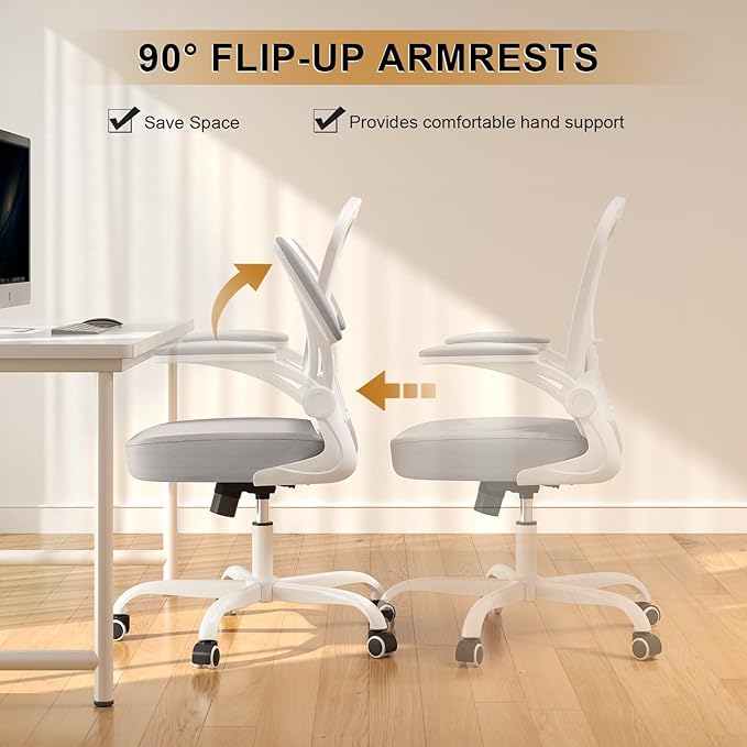 Synorla Office Chair, Ergonomic Desk Chairs 330LBS Capacity High Back Mesh Computer Chair with Flip-up Armrests, Comfy Work Chair with Adjustable Lumbar Support