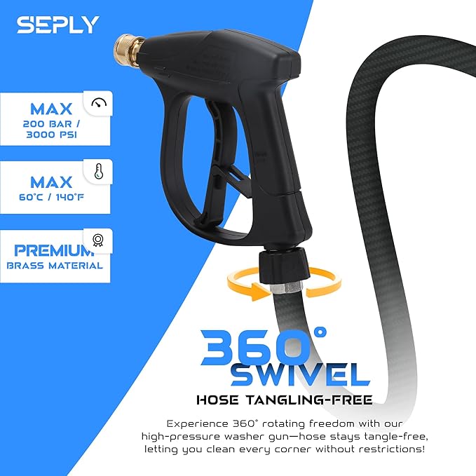 Sewer Jetter Kit for Pressure Washer 50 FT, Drain Cleaner Hose with Power Washer Gun, 1/4 Inch NPT Corner, Rotating and Button Nose Sewer Jetting Nozzle,Waterproof Tape, Pearl Corsage Pin, Spanner