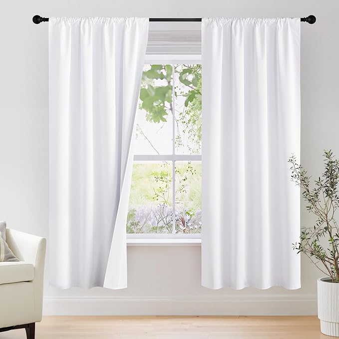 NICETOWN Bedroom 100% Blackout Curtains, 2 Panels, 42 by 72, Snow White