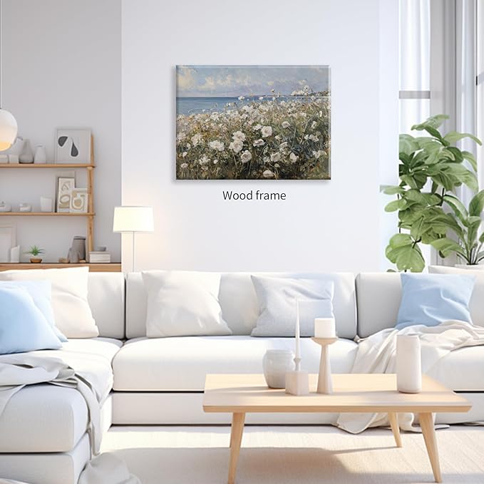 Nature Landscape Wall Art Coastal Wildflower Poster 16X24 inch Framed French