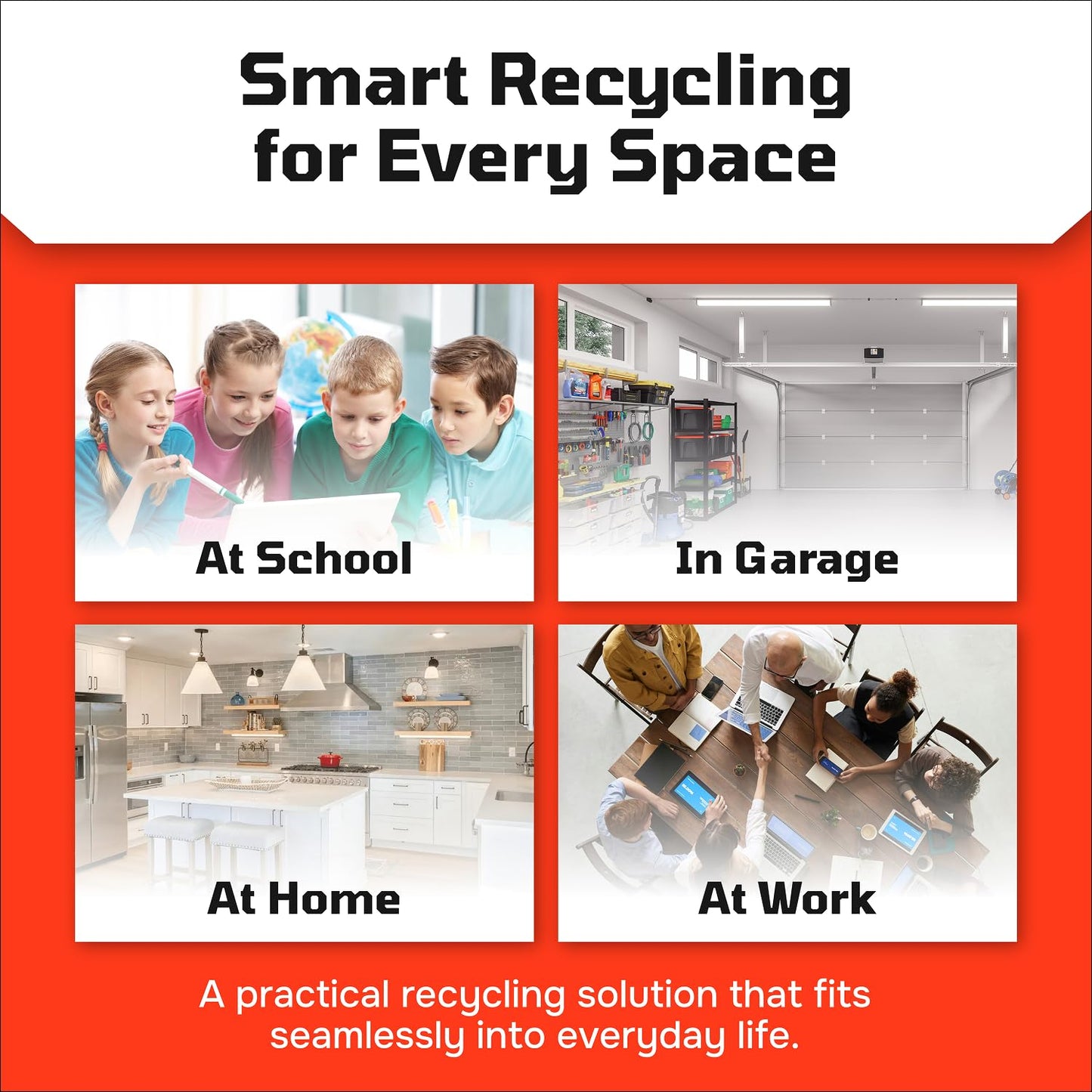 Multi Bin Recycling System with Nine Stackable 6 Gallon Recycle Bins to Build Your Recycling Center for Offices, Kitchen, Garages, Businesses - (9 Pack, Blue/Grey/Green)