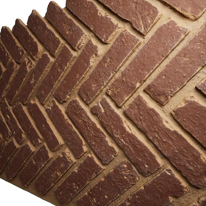 EverStone Herringbone Faux Brick Panel, 46 1/2"W x 25 1/4"H x 1"D, Cabernet