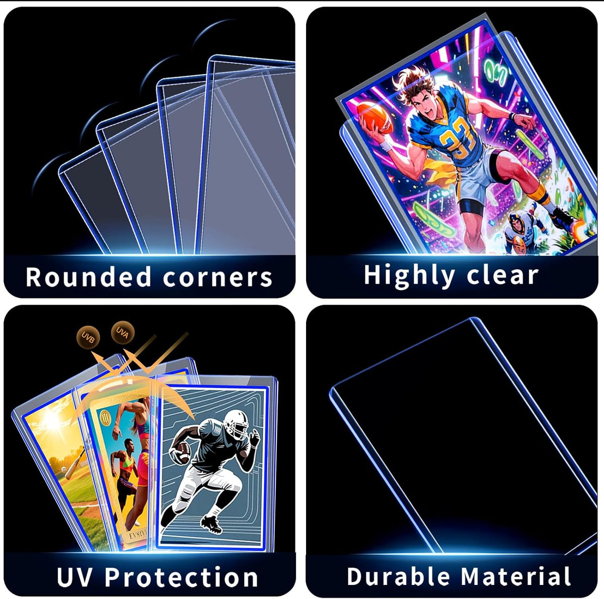 Skiennix 400 Card Sleeves - Premium Hard Plastic Protectors for Baseball & Football Cards | 3" x 4" Size