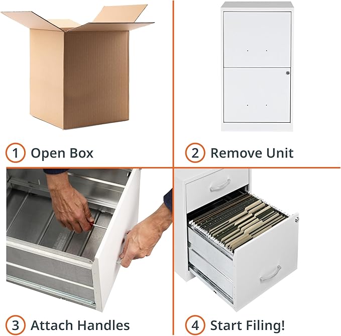 2 Drawer Locking Filing Cabinet | Pre-Assembled Steel Construction | Space-Saving Design is Perfect for Home and Small Office | Letter-Size | Assembled in North America