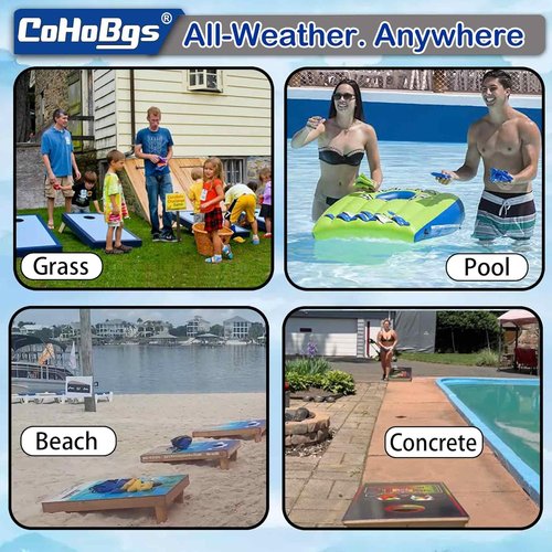 CoHoBgs Cornhole Bags Set - Professional Dual-Sided Slick & Stick Resin-Filled Bean Bags | Includes Carry Case