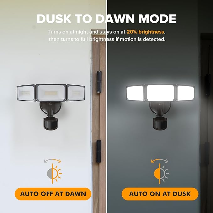 LUTEC 2 Pack 72W 7500LM LED Security Lights Motion Sensor Light Outdoor