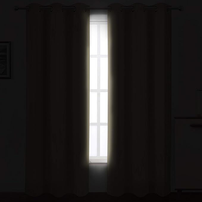 LEMOMO Beige Blackout Curtains 34 x 84 Inch Length/Set of 2 Curtain