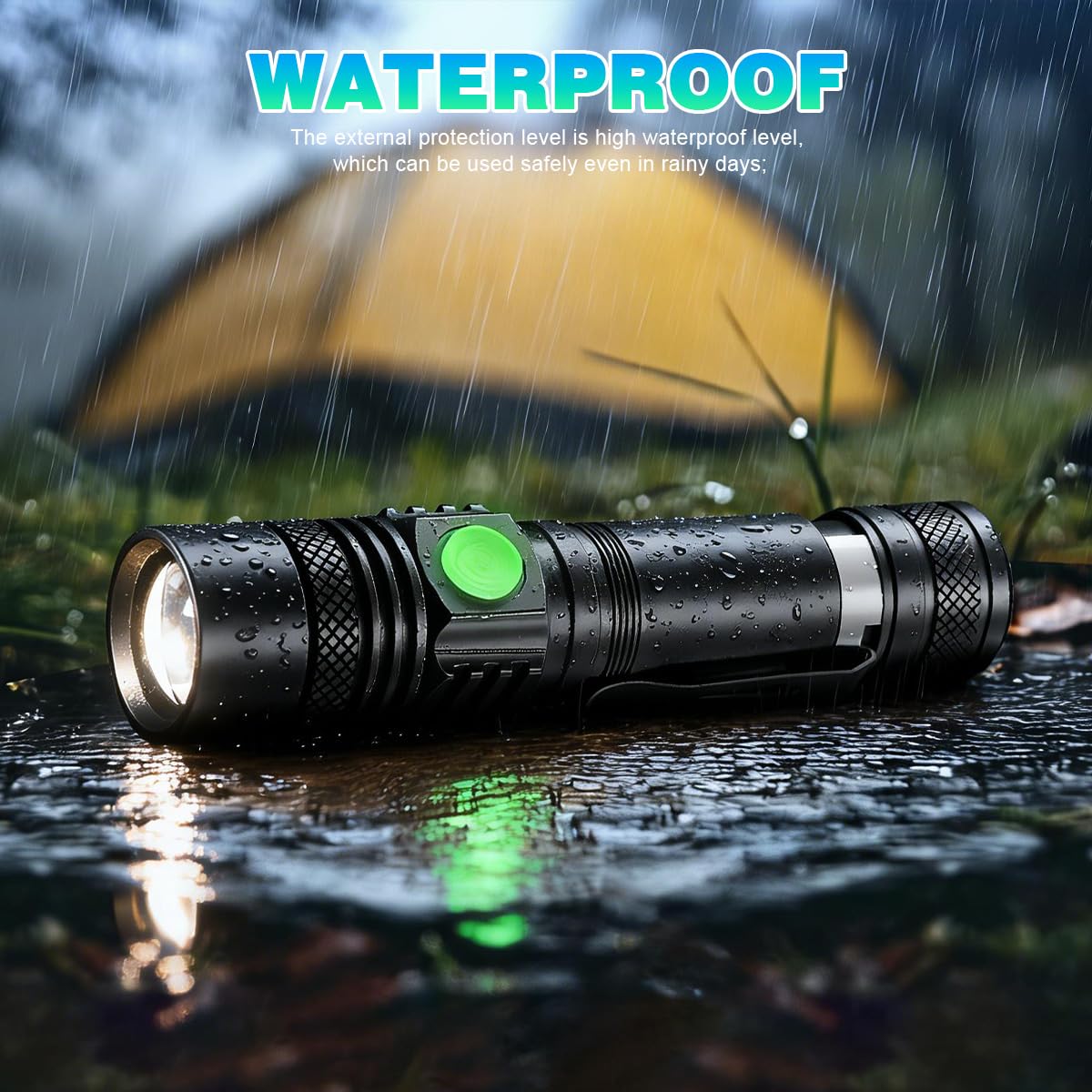 NAKCNM 2 Pack High Lumens LED Flashlight, Rechargeable Super Bright Torch with Adjustable Focus, USB-C Charging, Small Pocket-Sized Flashlight for Camping, Hiking & Home Emergency