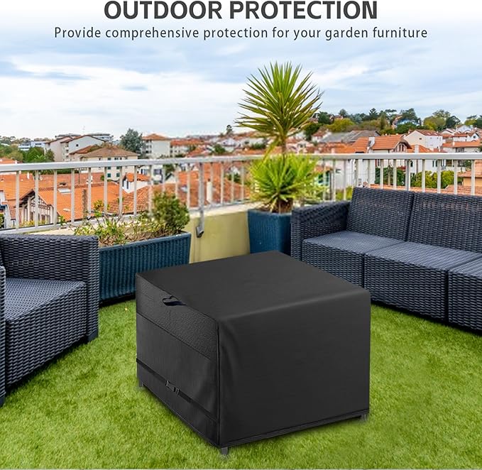 Outdoor Patio Square Table Cover 42 inch Black Heavy Duty Waterproof Cover for Square Slatted Tabletop