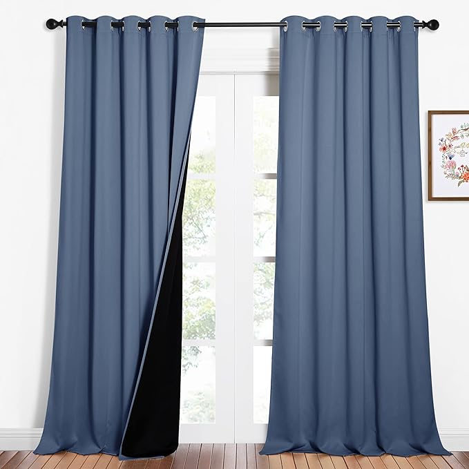 NICETOWN 100% Blackout Curtains 95 inches Long, Pair of Energy Smart & Noise
