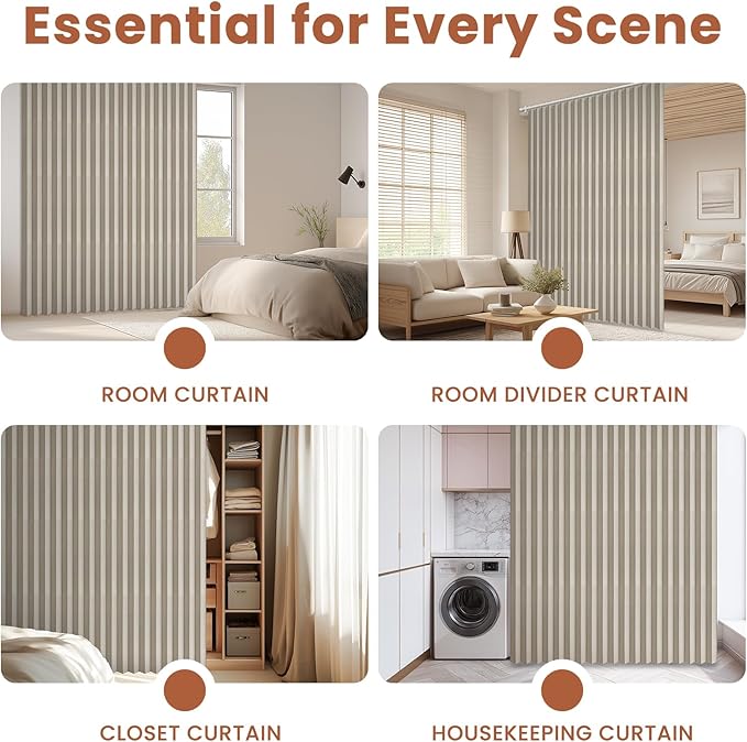 AJAZZ Blackout Accordion Door Curtain 98"x84" Cream White