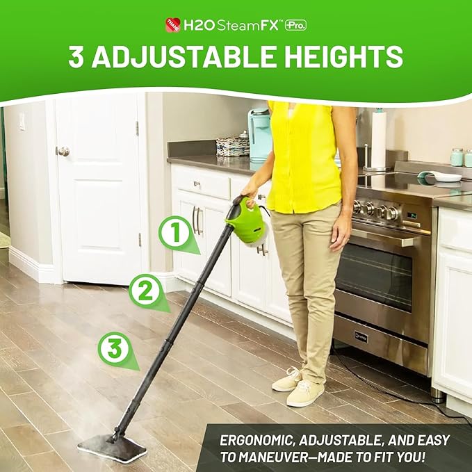 H2O Steam FX Pro Handheld Steam Cleaner | 5-in-1 Spot Cleaner & Floor Mop | Includes Extension Bars, Window & Garment Tools | Grout, Glass & Sealed Floors