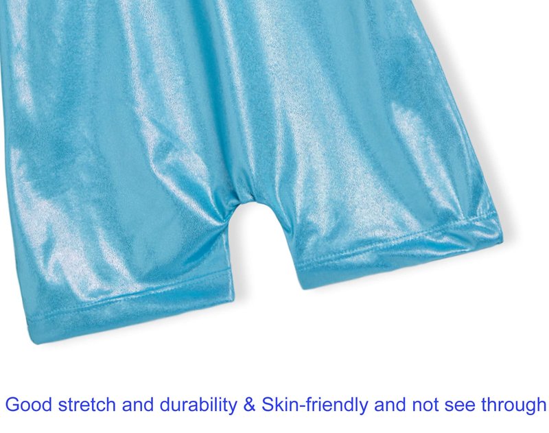 Domusgo Toddler Girls Gymnastics Leotards Size 2t 3t Sparkle Metallic Solid Blue Biketard with Shorts