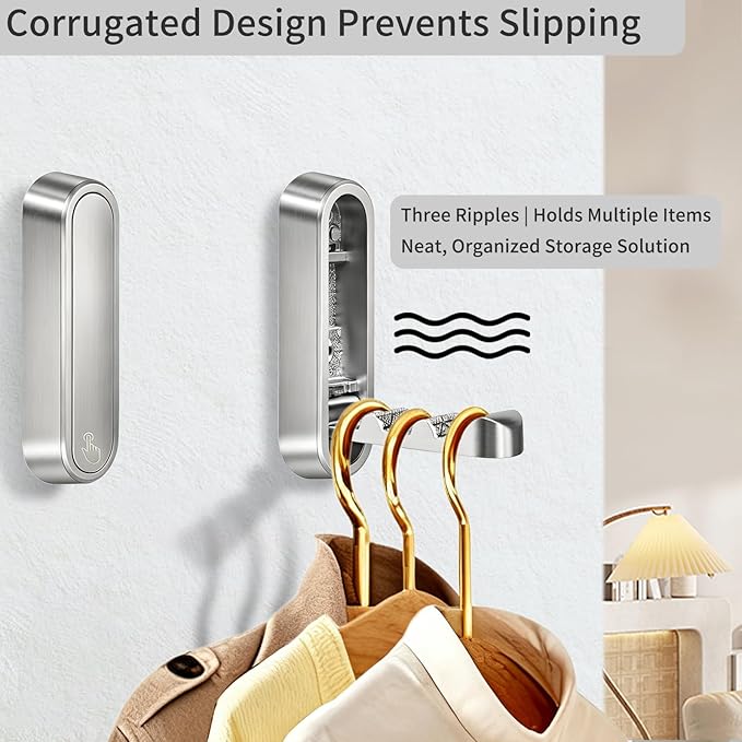 2PCS Foldable Wall Hooks, Flip Down Design