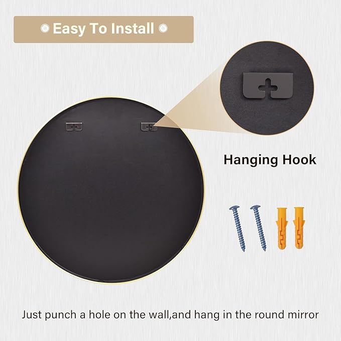 HARRITPURE Round Mirror 36 Gold Wall Mounted Circle Mirrors Vanity Mirror