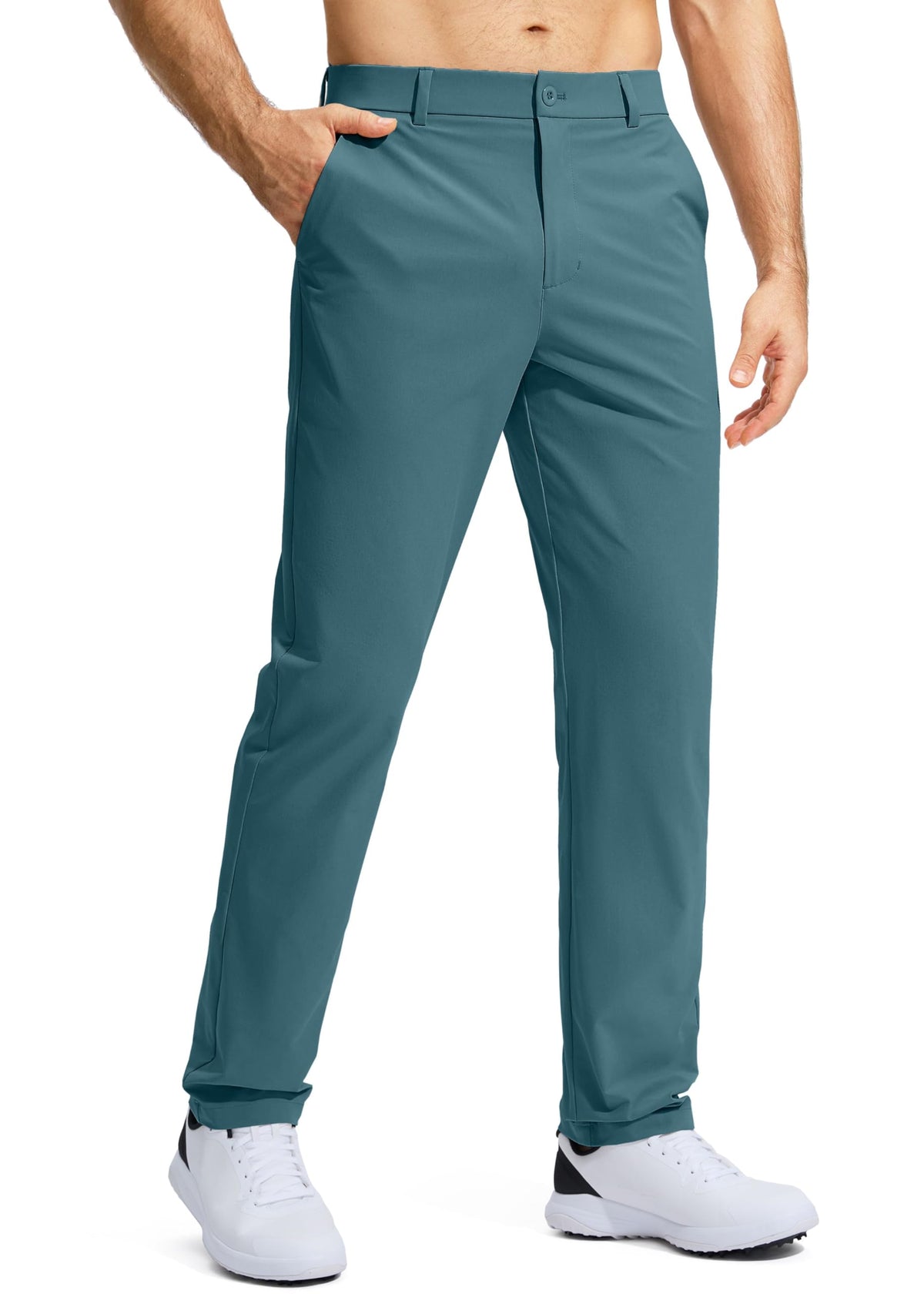 Pudolla Men's Golf Pants Mens Dress Slacks Pants Stretch Work Comfy Pants 34 Quick Dry Casual Trousers with Pockets(Vivid Blue 36Wx34L)