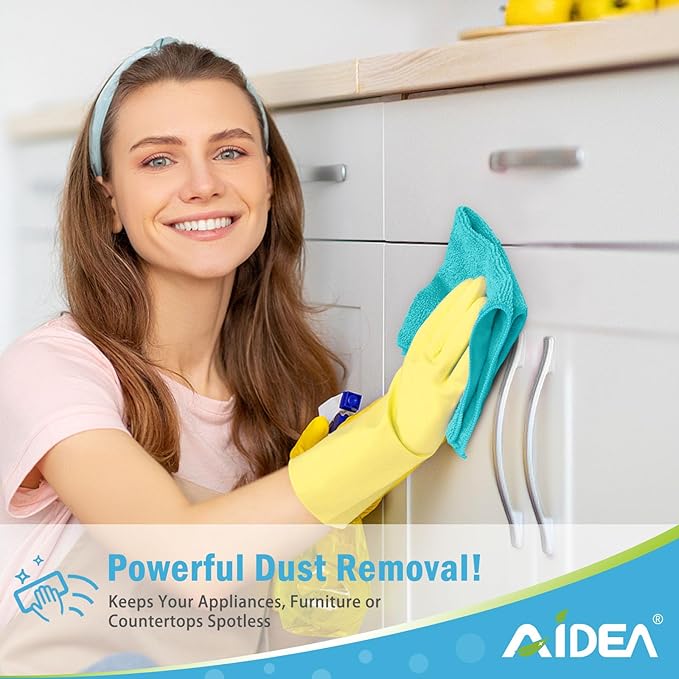 AIDEA Microfiber Cleaning Cloth-50PK, Soft Microfiber Towels for Cars, Absorbent Cleaning Rags, Lint-Free Streak-Free Wash Cloths for House, Kitchen, Window(12in.x12in), Blue