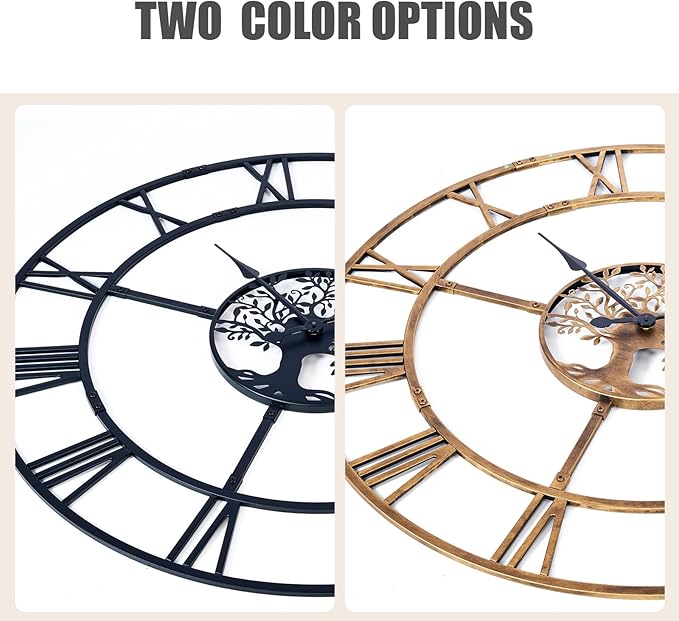 48 Inch Large Wall Clock for Living Room – Bronze Metal Clock