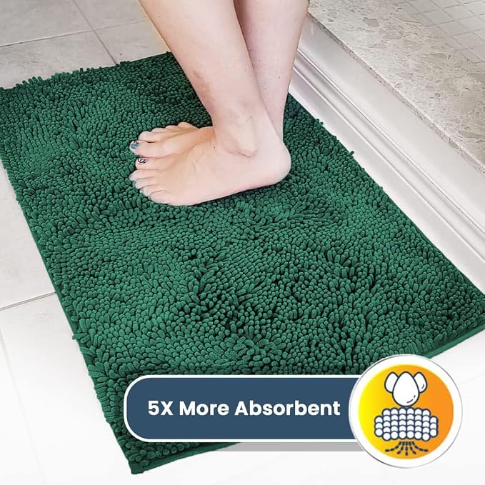 Muddy Mat® | Super Water Absorbent Door Mat Indoor, Microfiber Quick Dry Chenille Entryway Rug,Slip Resistant Front Door Mat,Indoor Mats for Entryway,Machine Washable Pet Rug, Dark Green XXL 60"X48"