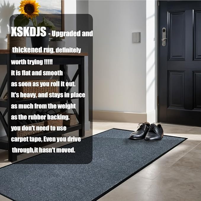 Commercial Grade Entrance Mat 3x4Ft Brush Step Entrance Rug with Striped Pattern&Rubber Border Indoor Outdoor Low Profile Rubber Entry Carpet Mat for Hallway,Home,High Traffic Area