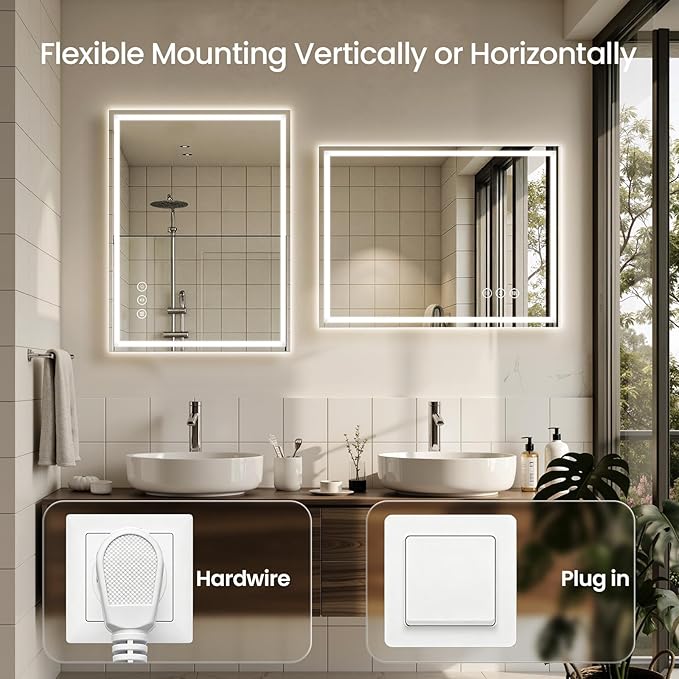 40X36 LED Bathroom Mirror with Lights, Backlit + Front Lit, Lighted Bathroom