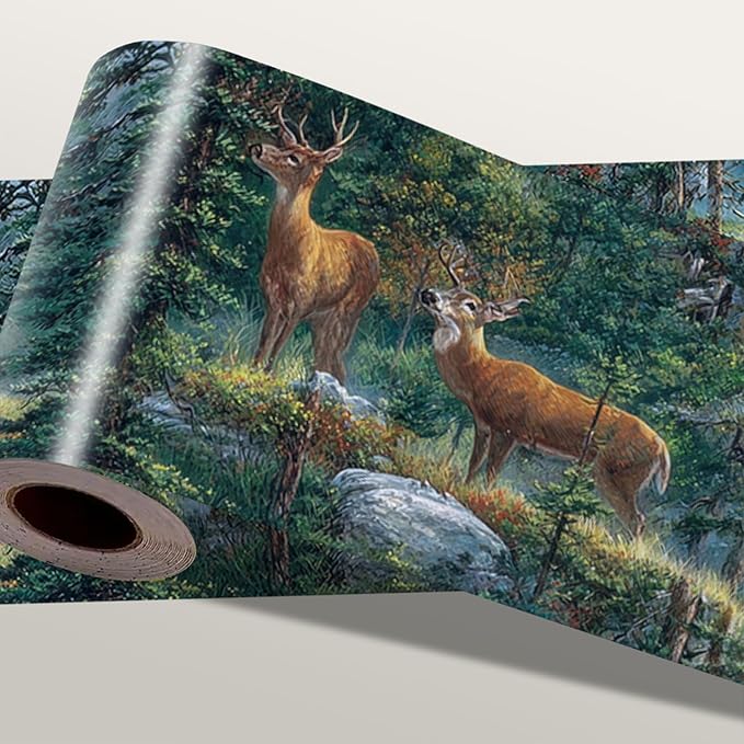 Forest Deer Wallpaper Border 196x4 Inch Peel and Stick Wall Border Self