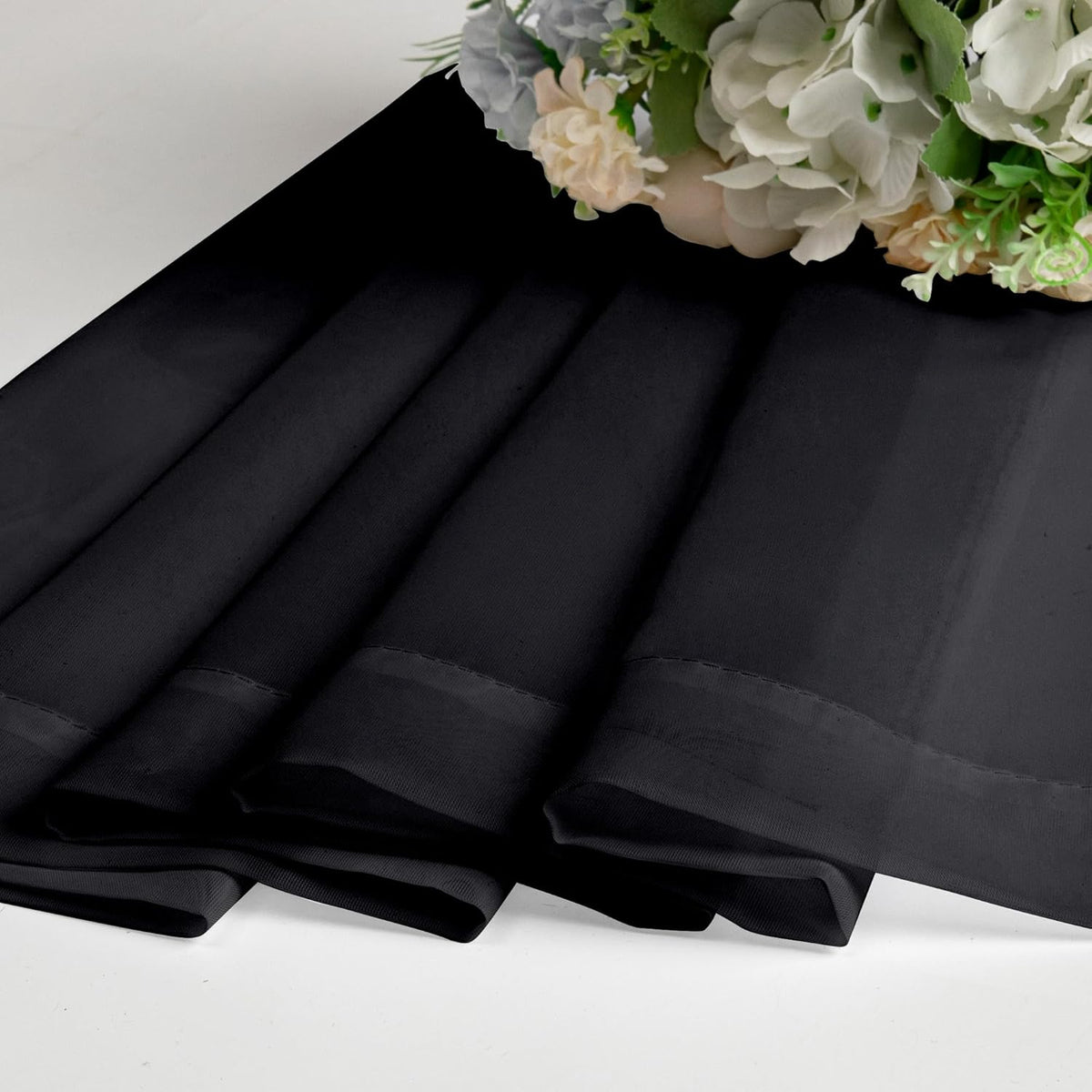 Chyhomenyc Black Sheer Valances for Windows 2 Pack, 42W x 14L Inches Small Window Curtains for Living Room Bathroom Cafe Laundry Basement, Elegant Top Dual Rod Pocket Voile Curtain