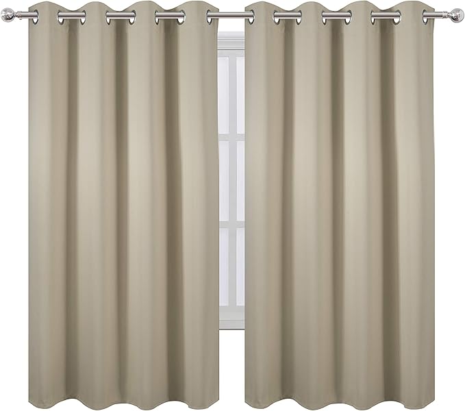 LEMOMO Beige Blackout Curtains 66 x 63 Inch Length/Set of 2 Curtain