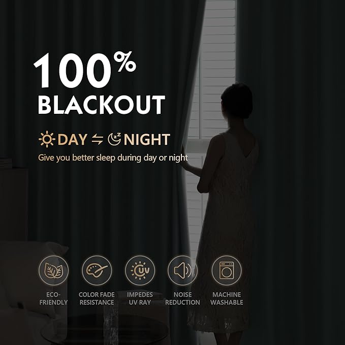 FMFUNCTEX 100% Blackout Curtains