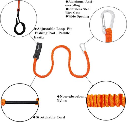 Kayak Fishing Accessories - Kayak Paddle Leash with Stretchable Coiled Design | Durable Rod Lanyard