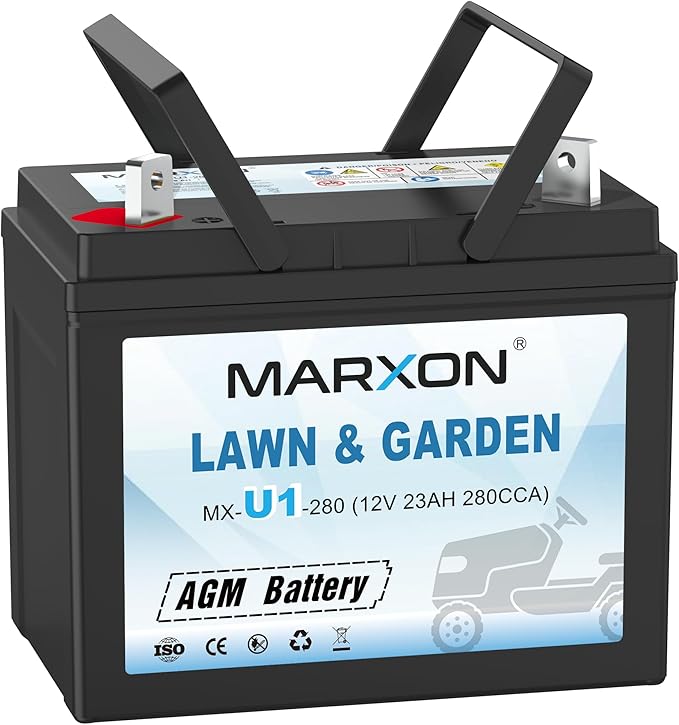 MARXON U1 280CCA Riding Lawn Mower Batteries, Garden Tractors Battery Maintenance Free AGM Battery, Compatible with Troy-Bilt, John Deere, Toro, Cub Cadet, Craftsman, Ariens, Poulan Pro