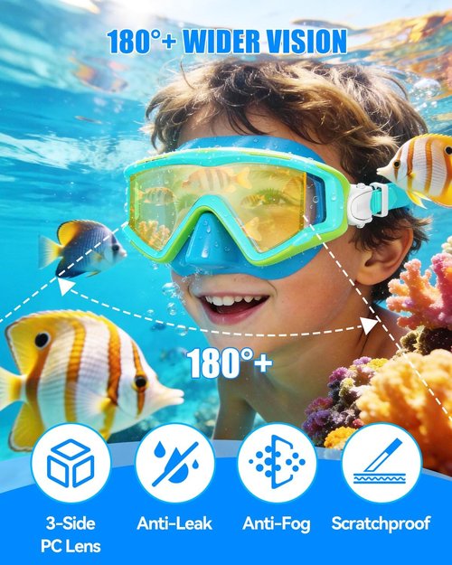 Aegend Diving Mask - Panoramic Anti-Fog Goggles for Snorkeling, Scuba Diving & Swimming | Comfort Fit with Mesh Bag
