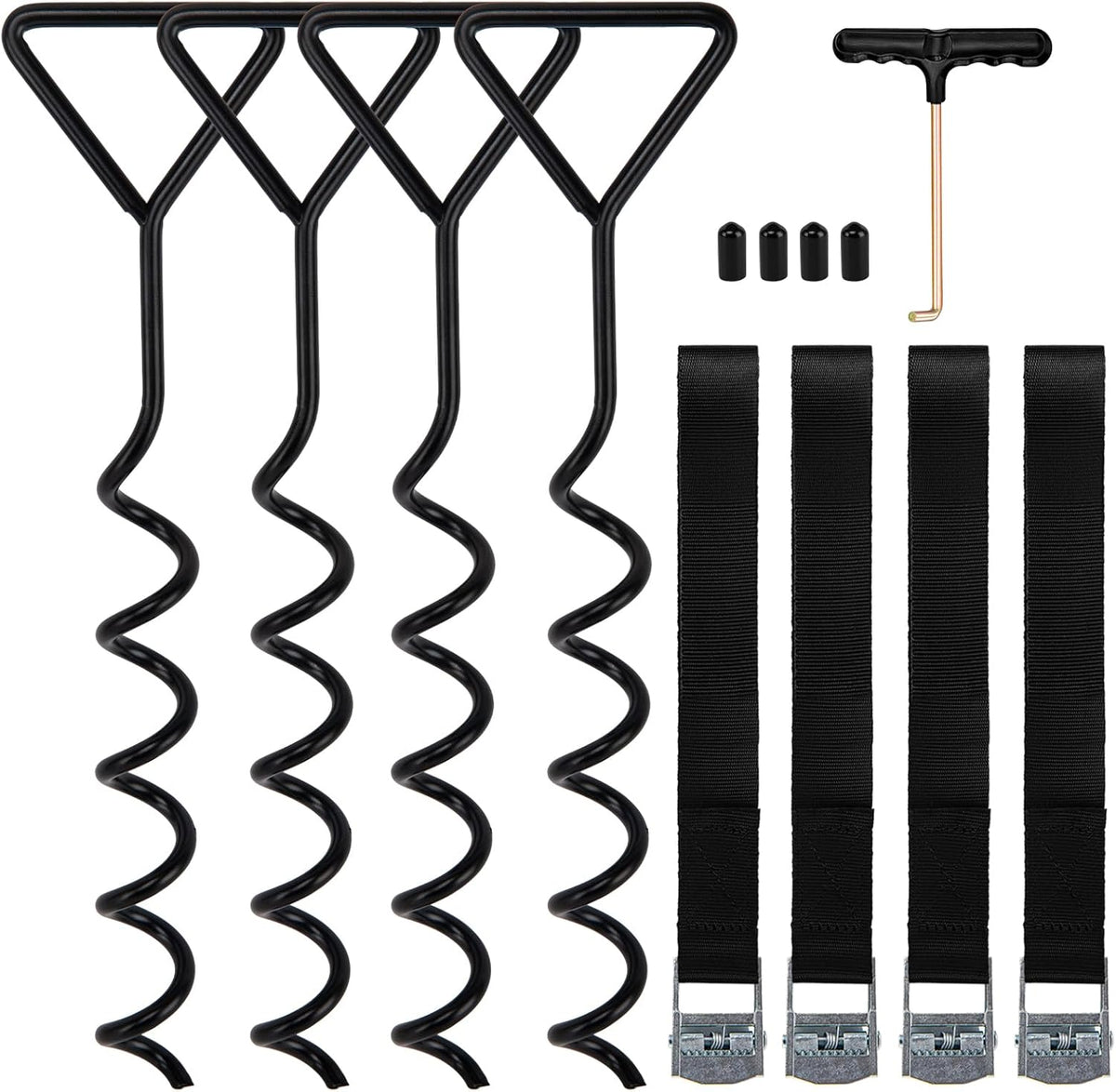 Trampoline Tie Down Anchor Kit by [Brand Name] - Heavy-Duty Steel Stakes for High Wind | Set of 4