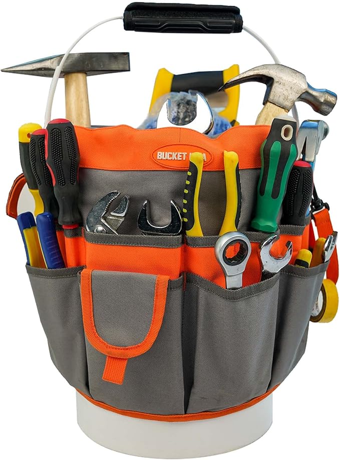 MELOTOUGH Bucket Idea Bucket Tool Organizer With 35 Pockets Fits to 3.5-5 Gallon Bucket (Orange) …
