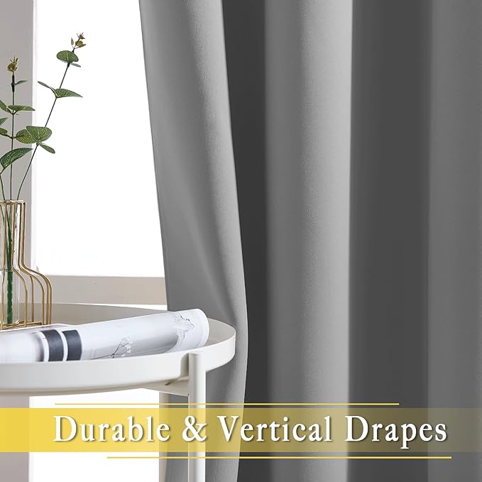 NICETOWN Blackout Silver Grey Sliding Door Curtains 90 inch Length, Thermal