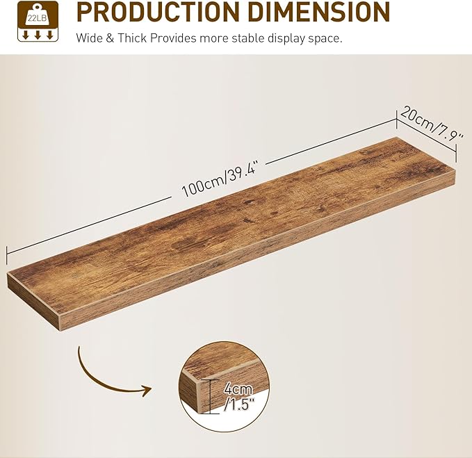 RALGEND Floating Shelves for Wall, 39.4" Long Wall Shelf Set of 3