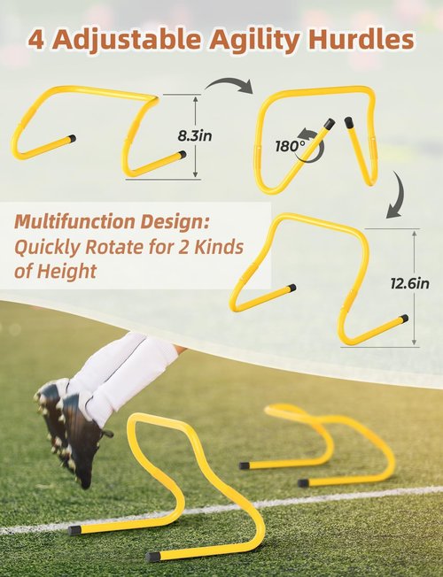 GHB Agility Ladder - Complete Football Training Set with 4 Hurdles, 20ft Speed Ladder & Accessories