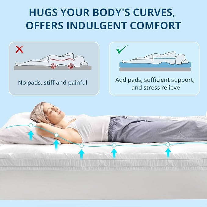 YUGYVOB Mattress Pad Extra Thick, Cooling, and Breathable California King Mattress Topper 8-21" Deep Pocket Soft Down Alternative Fill
