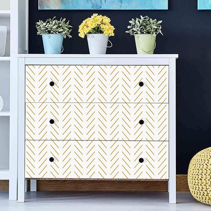 Erfoni Yellow and White Peel and Stick Wallpaper Modern Herringbone Wallpaper