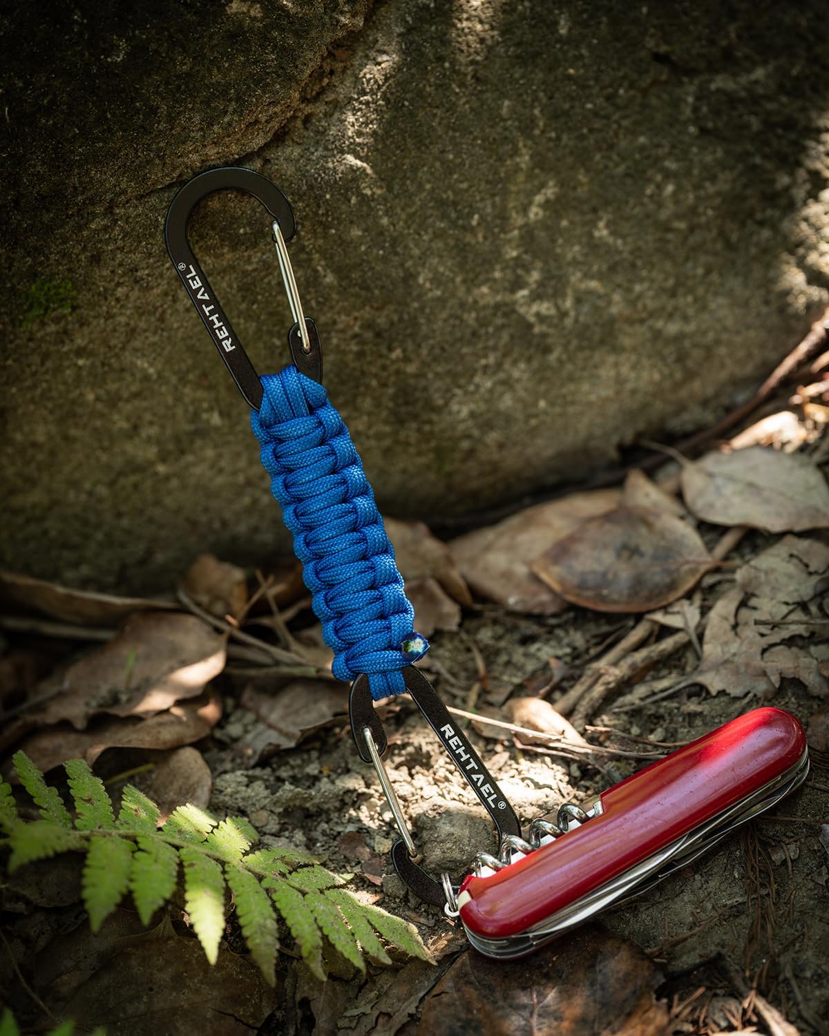 Paracord Braided Keychain Lanyard - Durable Carabiner Strap with 2 Clips for Water Bottles & Backpacks