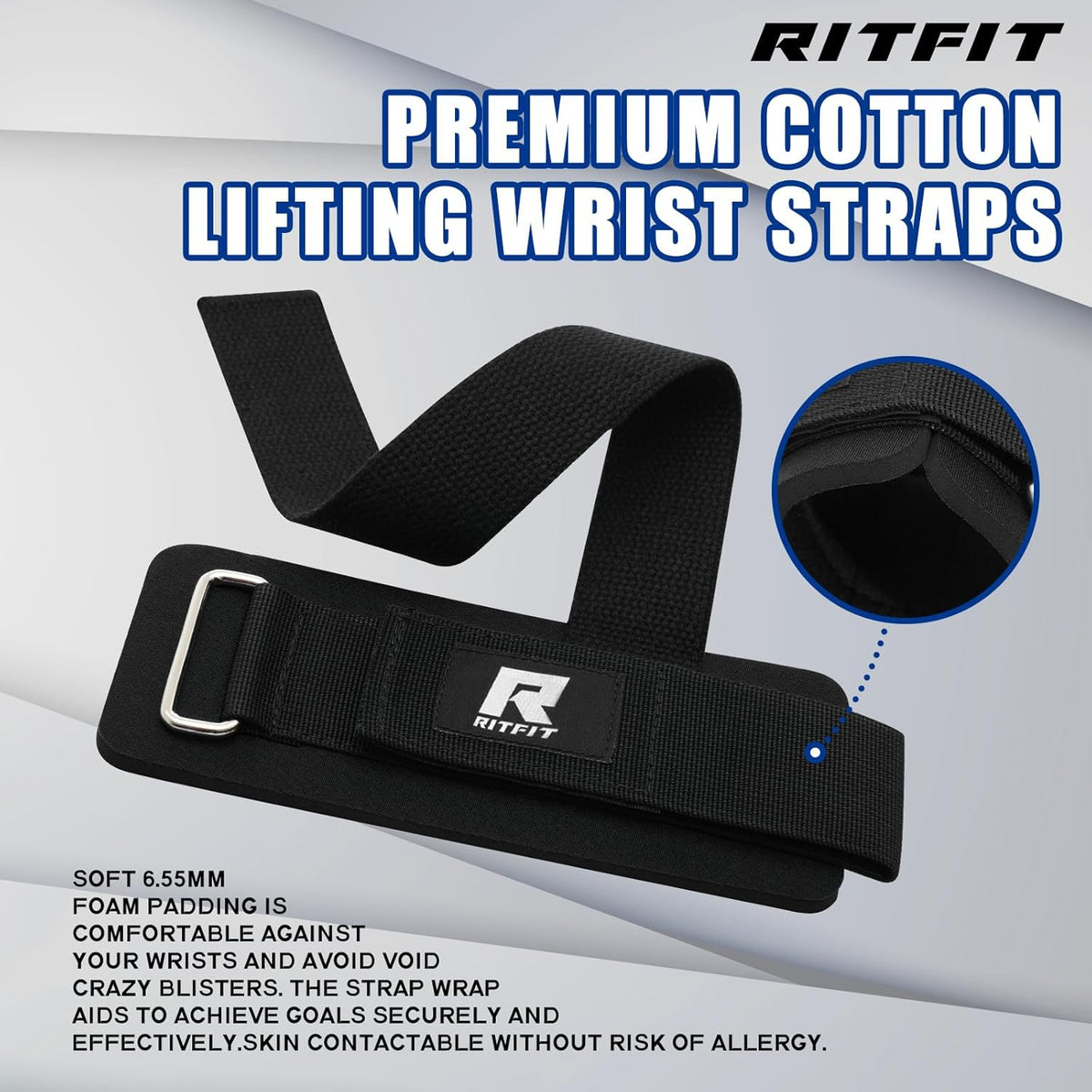 RitFit Weightlifting Wrist Straps - Durable Lifting Wraps for Powerlifting & Strength Training