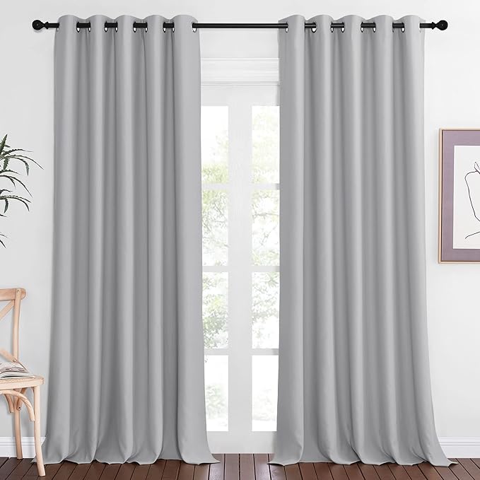 NICETOWN Blackout Silver Grey Curtain Vertical Blinds, Grommet Room Darkening
