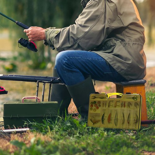 Fishing Tackle Box - Waterproof Organizer with Removable Dividers for Bait Storage
