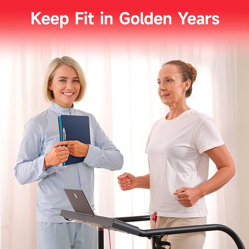 Yesoul Walking Treadmill for Seniors with Long Handrails – 4 Major Safety Protections, Emergency Stop Button, Treadmill for Home 300 lbs Capacity, Recovery Walking Machine with LED Display