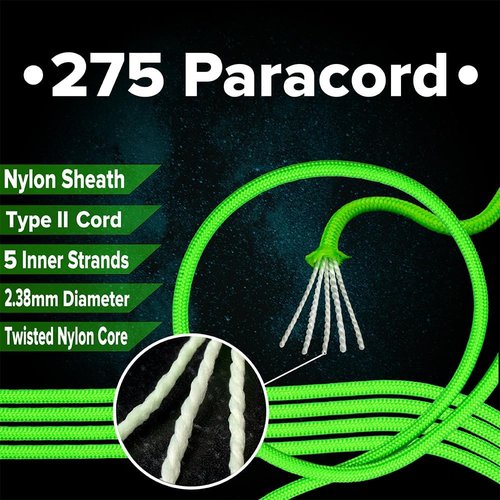 275lb Paracord – 3/32 Inch Nylon Crafting Cord, Acid Purple, 50 ft - Durable & Versatile