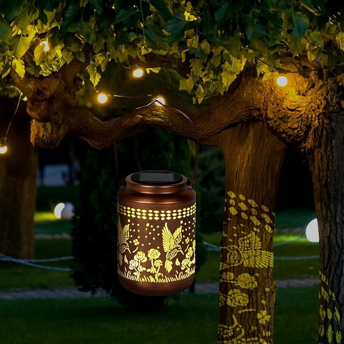 Solar Lanterns Outdoor Hummingbird Lantern Garden Decor Waterproof Decor Light Hanging Solar Lights Yard Decor,Gifts for Women Gifts for Mom Gifts for Grandma