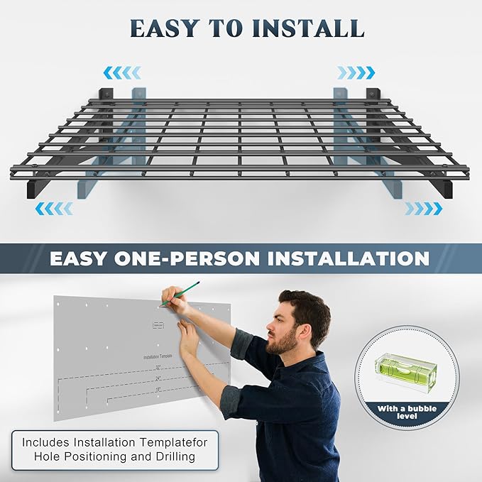 Jusgym 2 Pack Heavy Duty Garage Wall Shelving Set, Wall Mounted Garage Shelves