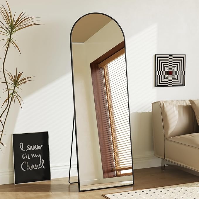 Sweetcrispy 58"x19" Arched Full Length Mirror, Leaning or Standing Full Body