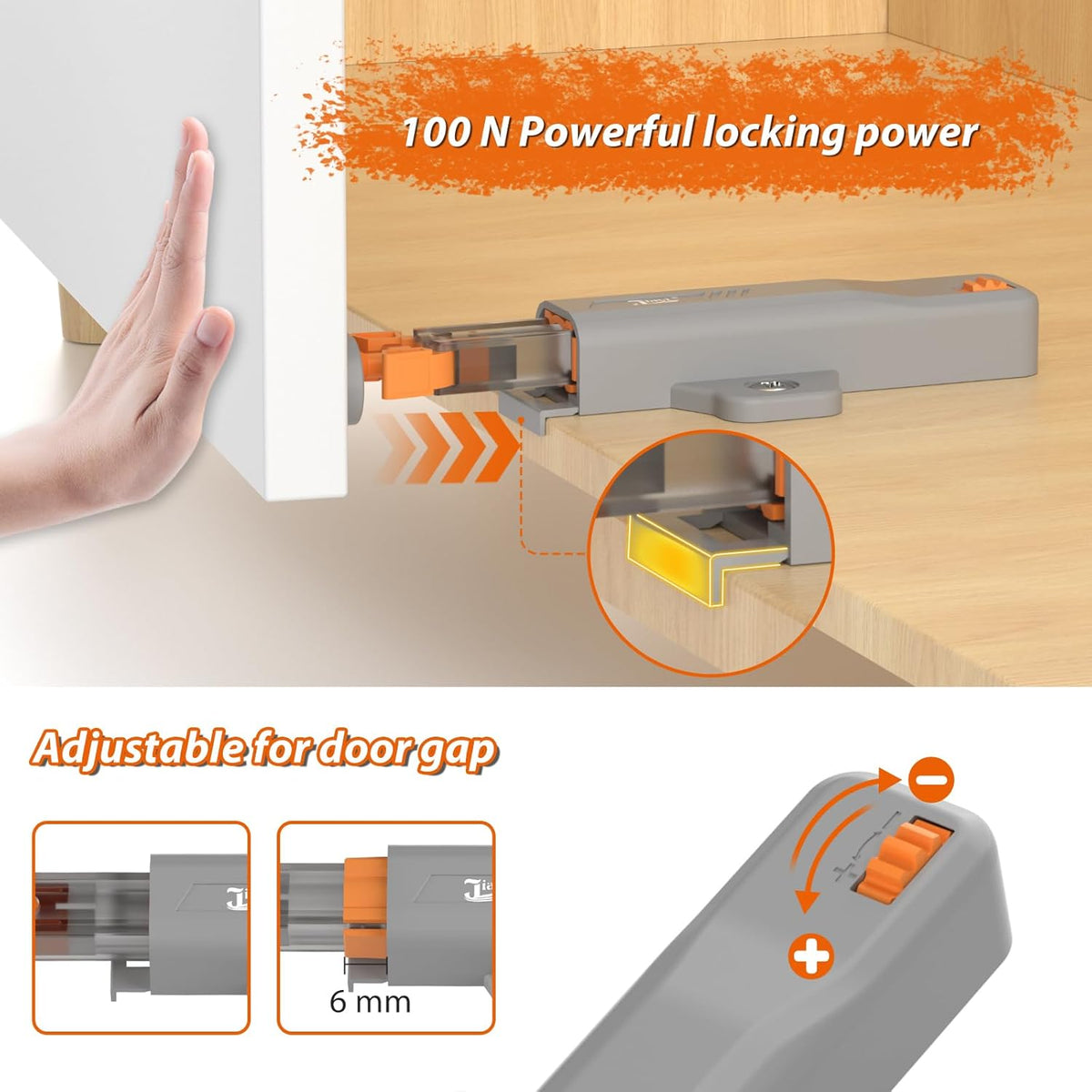Push Touch Latches for Cabinets, Jiayi 4 Pack Heavy Duty Push Lock Door Latch, Cabinet Press Out Latch for Door, Non Magnetic RV Drawer Catch Closure, Open Latch Kitchen Hidden Door Opener
